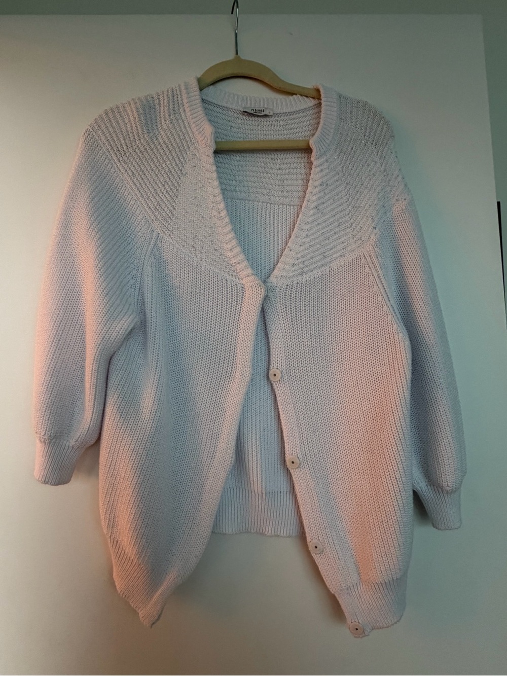 Perserico Sequin White Cotton Sweater - Size 42